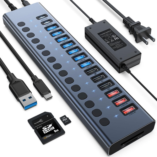 Hub Usb Alimentado, Vangree 17 Puertos Divisor Usb 3.0 (7