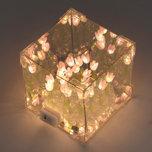 Lámpara Led 2 En 1 Con Espejo En Forma De Cubo De Tulipán L