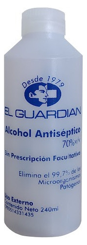 Alcohol Antiséptico 70% X 240ml.bulto De 36 Uds. El Guardian