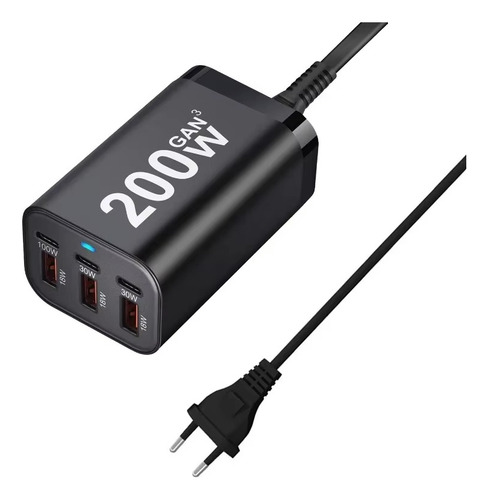 Gan Carga Rápida 200w 6puertos Usb C /a Mac Notebook Android