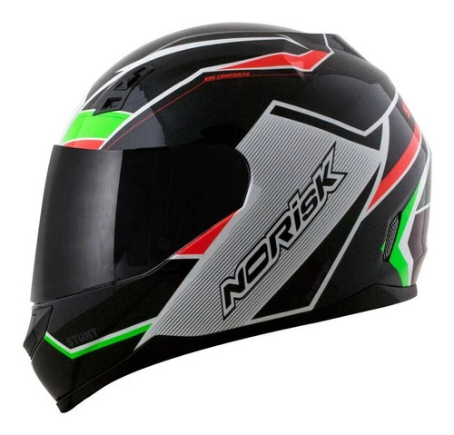 Capacete Norisk Ff391 Storm Preto/verde Vermelho -lançamento