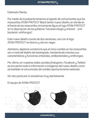Imagen 6 de 10 de Barbijo Atom Protect Ultra Black Edition Adulto X3 Unidades