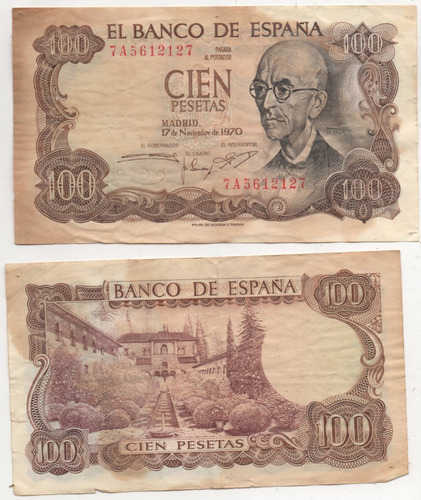 Billete Del Mundo España 100 Pesetas