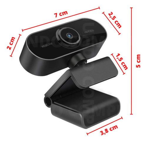 Webcam Microfone Full Hd 1080 Giro 360 Chamada De Vídeo