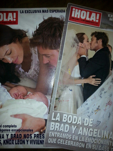 Lote De 2 Revistas Hola Angelina Jolie Y Brad Pitt