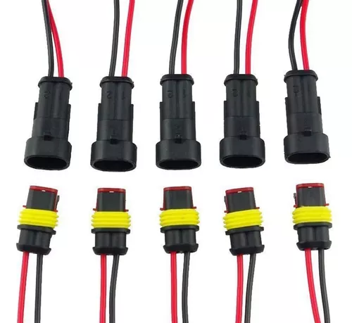 Nilight 200 conectores eléctricos de 2 pines, conector macho hembra,  conector de cable, conectores impermeables, 2 vías automotriz, juego de –  Yaxa Colombia