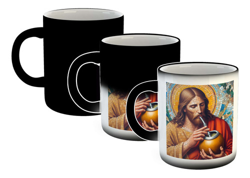 Taza Magica Jesus Tomando Mate Calabaza Desayuno