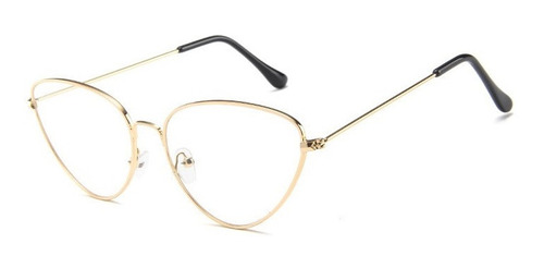 Marco Lentes Ópticos Cat Eye Metal Gold Dorado Agatado 55mm