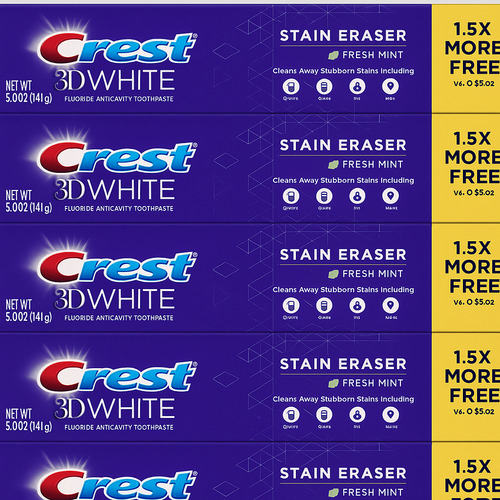 Pasta De Dente 3d White 65g Crest - Pacote Com 5
