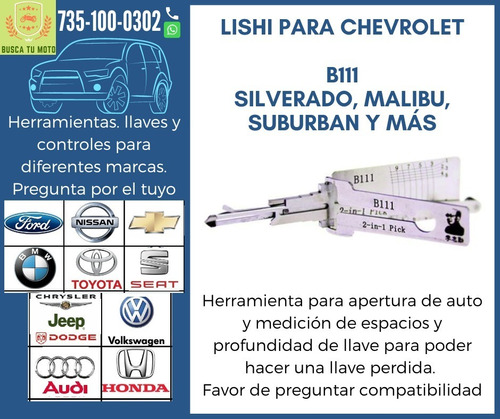 Ganzua Lishi Cerrajeria Facil Original B111 Chevrolet