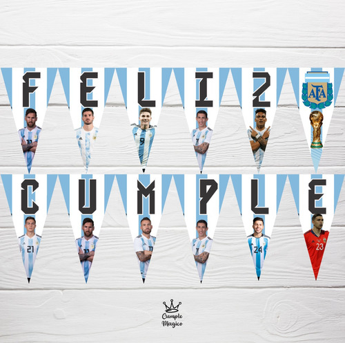 Seleccion Argentina Messi Banderín Decoración Cumpleaños