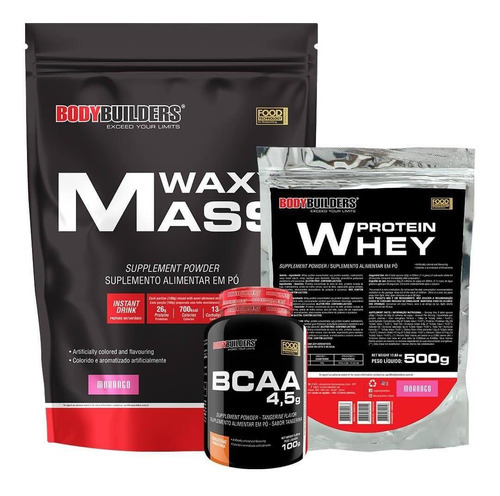 Kit Hipercalórico Waxy Mass + Whey Protein + Bcaa