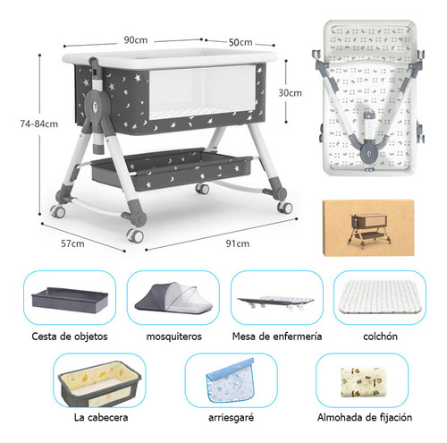 Cuna Corral Bebe Colecho Plegable Con Mosquitero Y Ruedas8accessories +7modoscon Cambiadoralta Calidad Plush Frame Edge