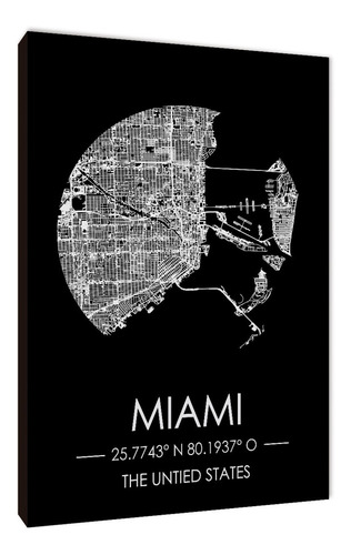 Cuadros Mapa Miami Varios Modelos 50x70