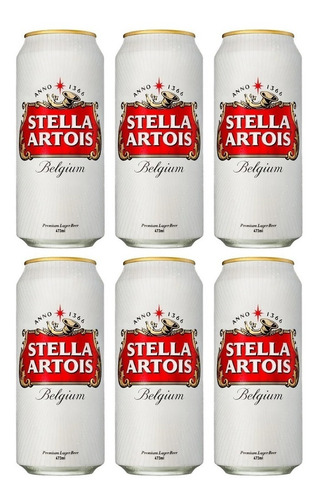 Cerveza Stella Artois European Pale Lager 473 Ml. Pack X6