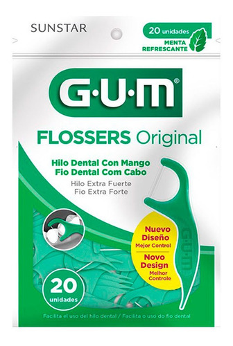 Hilo Dental Gum Con Mango Flossers Original Menta X 20 Un