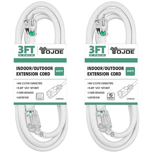 Yojoe Paquete De 2 Cables De Extensión De 3 Pies 12/3 Ilumin