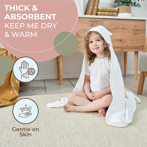 Toalla De Baño Con Capucha Para Bebé Y Niño 35x35 Blanco Nombre Del Diseño