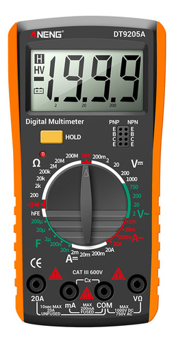 Medidor Digital Dt9205a Multim Ac Dc Voltm Amm Tester (naran