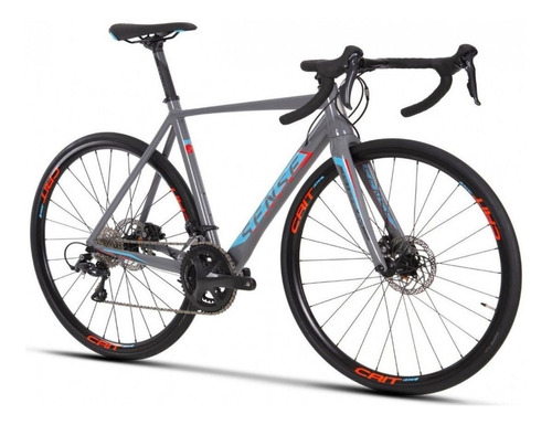 Bicicleta  rota Sense Criterium Race 2019 aro 700 20" 9v freios de disco mecânico câmbios Shimano Sora R3000 cor cinza/azul