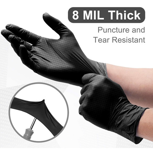 Wecare 8 Mil Nitrile Gloves - Heavy Duty Mechanic Gloves, Ac