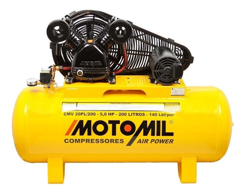 Compressor de ar elétrico Motomil Air Power CMV-20PL/200 trifásica 200L 5hp 220V/380V 60Hz amarelo