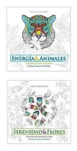 2 Libros Colorear Energía Flores + Frases Positivas Gridford