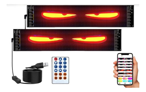 2pcs Ojos Led Animados Para Coche Que Parpadean, Led Ojos