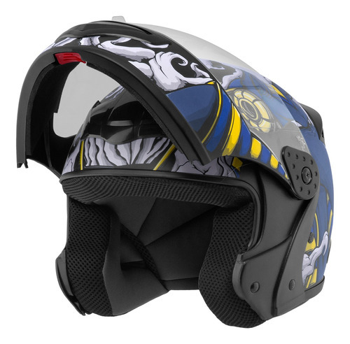 Capacete Robocop Escamoteável Fechado Mixs Gladiator Anubis Cor Azul Brilhante Tamanho do capacete 60