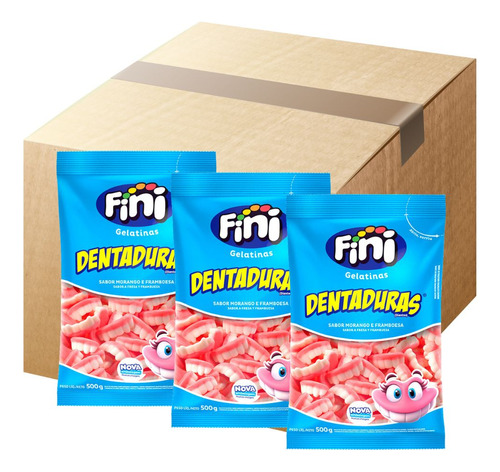 Gelatinas Fini Dentaduras Doces Halloween 500g Kit 3 Pacotes