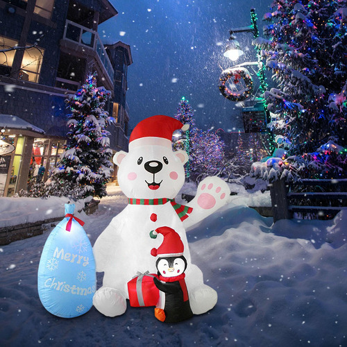 7ft Christmas Inflatable White Bear Penguin Lightweight