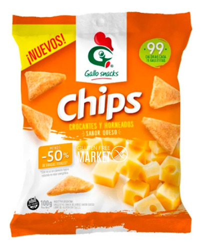 Gallo Snack Chips Sabor Queso 100 Gr X 3 Unidades Sin Tacc