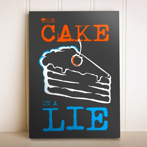 Placa Decorativa Video Game Jogo Portal The Cake Is A Lie