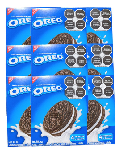 Galleta Oreo Chocolate 12pack De 6pz C/u Relleno Vainilla