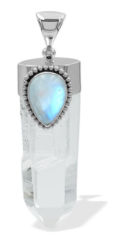 Dije De Cristal De Cuarzo Y Piedra Luna Arcoíris