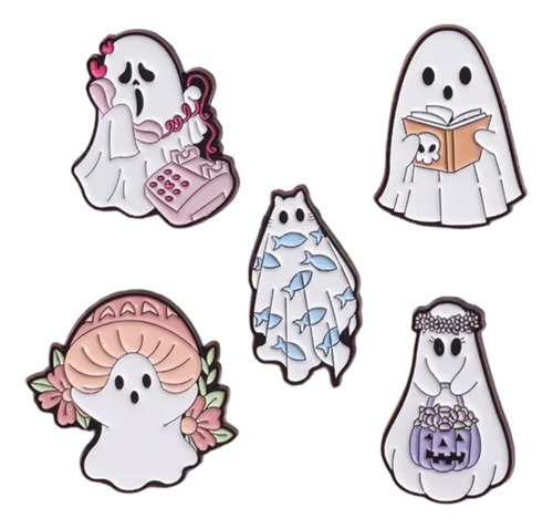 Juego De 5 Pin De Esmalte De Fantasmas Hermosos Halloween 