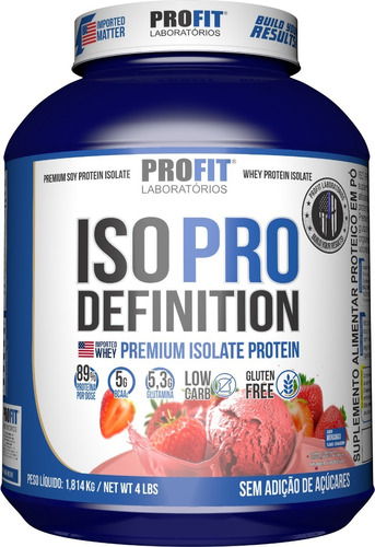 Iso Pro Definition Premium Isolate Protein 1,814g - Profit Sabor Morango