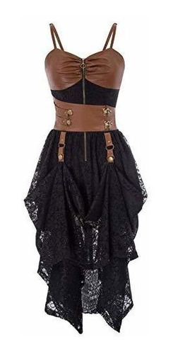 Vestido Gótico Steampunk Para Mujer Embale De Piel Sin...