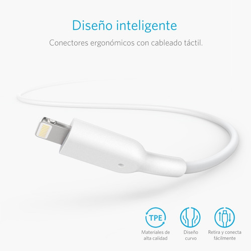 Imagen 7 de 10 de Cable Cargador Usb A Lightning Anker Powerline Ii iPhone
