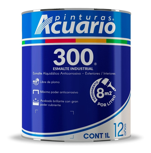 Pintura Esmalte 300 Color Blanco Mate Acuario 1 Lt Ea32110