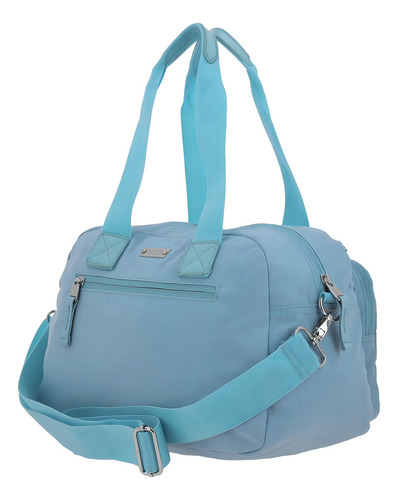 Bolso De Mano Y Hombro Grande Chenson 1818 Zilp Color Azul Acabado De Los Herrajes Níquel Color Azul Acero Correa De Hombro Azul Acero Diseño De La Tela Lisa