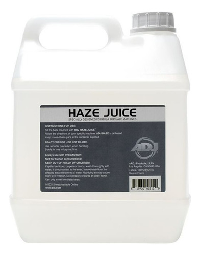Adj Haze Juice 4lt Liquido Para Maquina De Haze Base Aceite