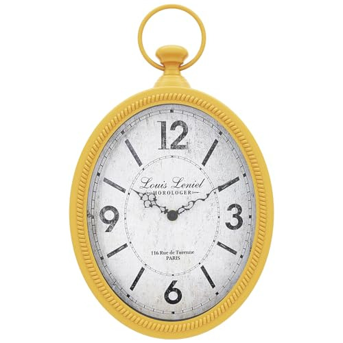 Reloj De Pared Retro Pequeño 17x28 Cm Amarillo Blanco