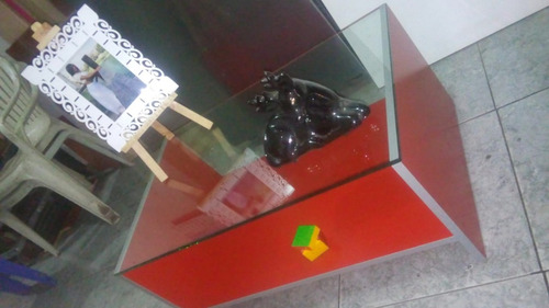 Imagen 3 de 3 de Mesa Centro De Sala Melamine Vidrio De 10 Mm Rojo En Oferta