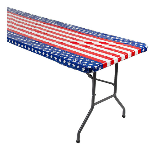 Fun Express Mantel Rectangular Plastico Patriotico Ajustable