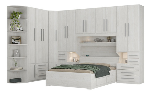 Guarda-roupa Com Canto E Módulos Sem Cama 1222s Carvalho Cla