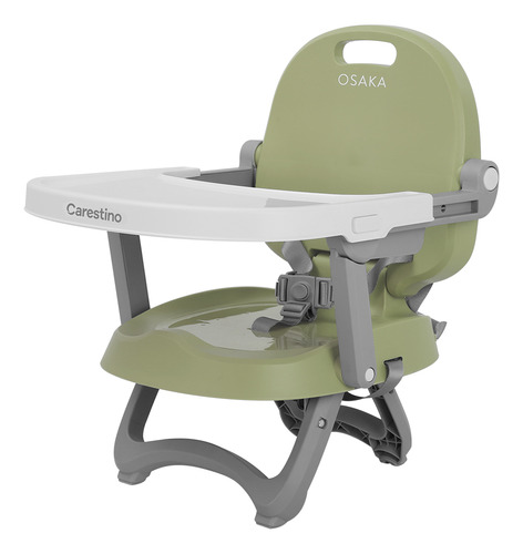 Carestino Booster Osaka silla de comer bebe verde altura regulable con bandeja extraíble