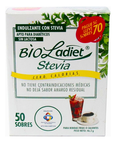 Stevia Polvo Sobres 50+20und - Unidad a $184