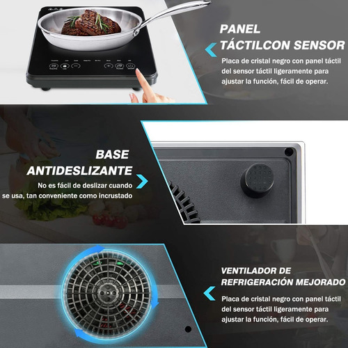Imagen 6 de 7 de Parrilla Eléctrica Inducción 1200w 110v, 6 Funciones Cocción