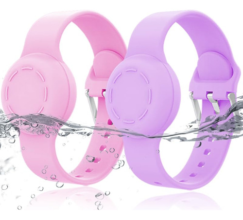 2 Pack Kids Waterproof Airtag Pulsera, Silicona Caso Compat1